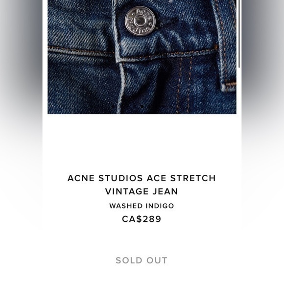 ACNE STUDIOS | Ace Stretch Vintage Stretch -washed indigo - Size W29 /L29 - Picture 14 of 14